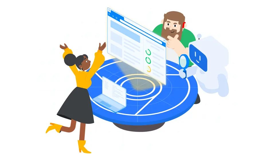 ブラウザとAIエージェントが連携するイラスト