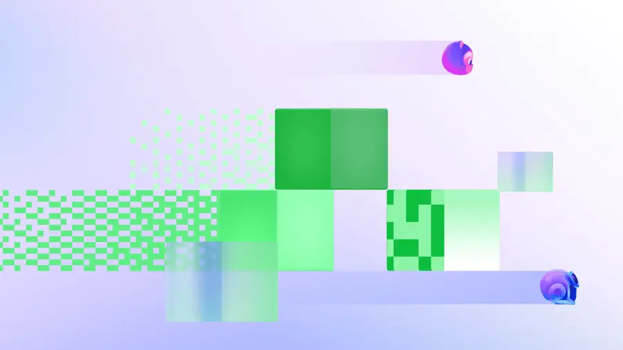 GitHub Copilotプラットフォームを表現する抽象的なピクセルブロック画像