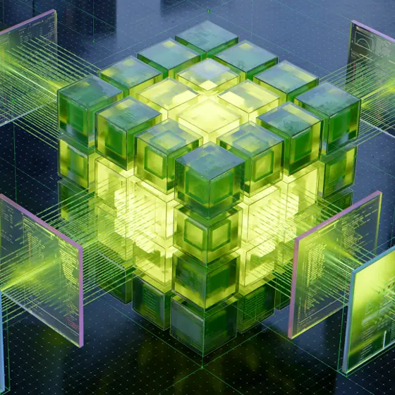 NVIDIAのCUDA 13.3を象徴するタイル状GPU演算ブロックの抽象アート