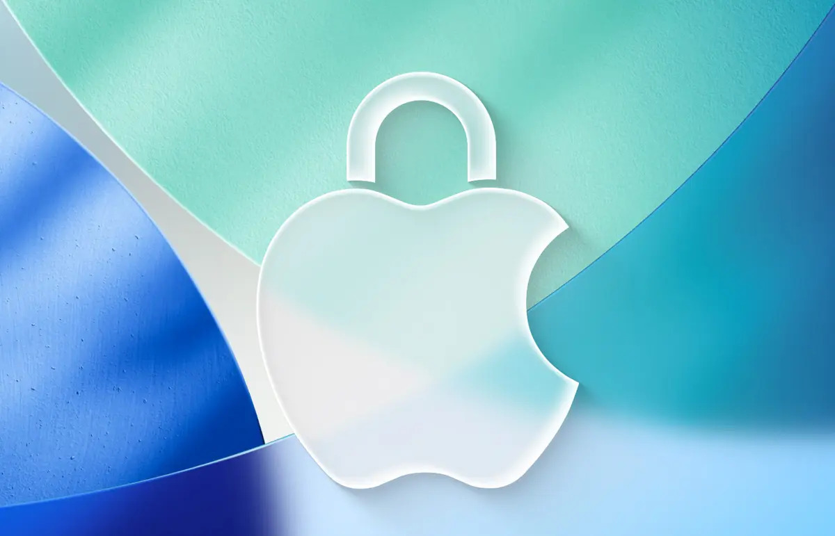 Appleのセキュリティを象徴するアップルロゴと南京錠のイラスト