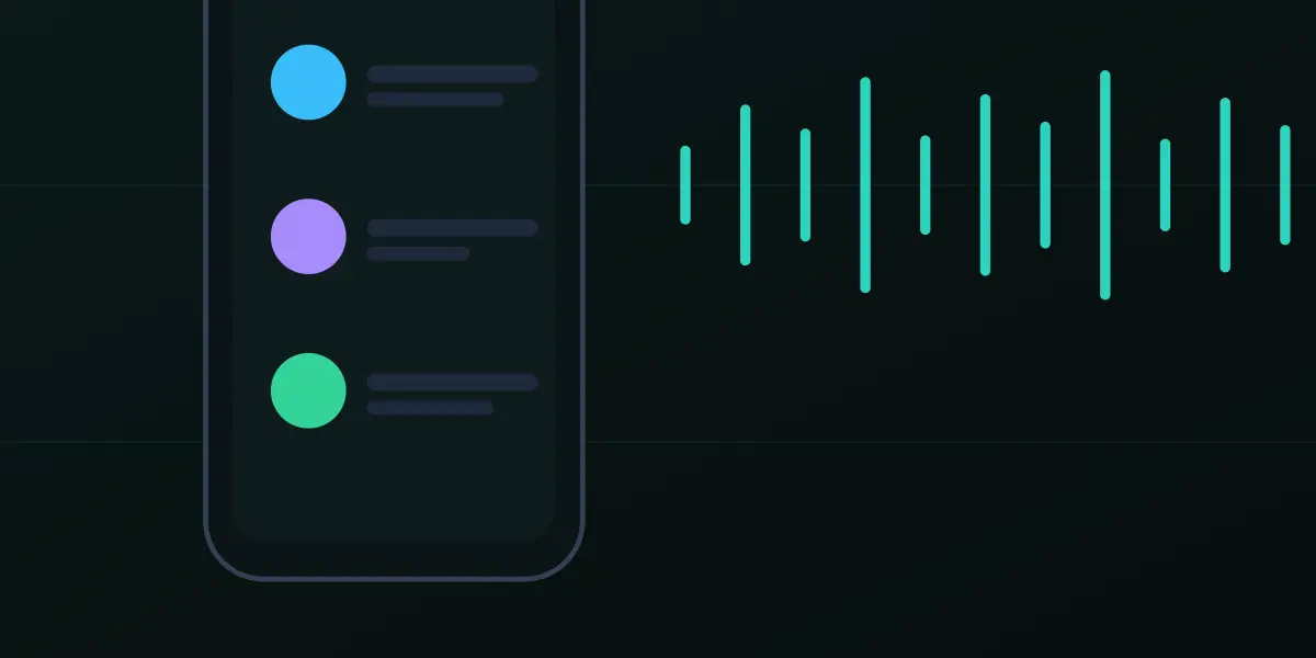スマートフォンに4人の音声エージェントのアイコンと音声波形を表示した概念図