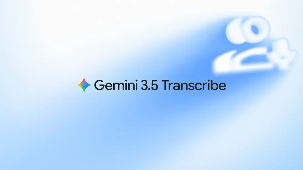 Gemini 3.5 Transcribeのロゴと、音声認識中を示すアイコンが並んだイメージ画像