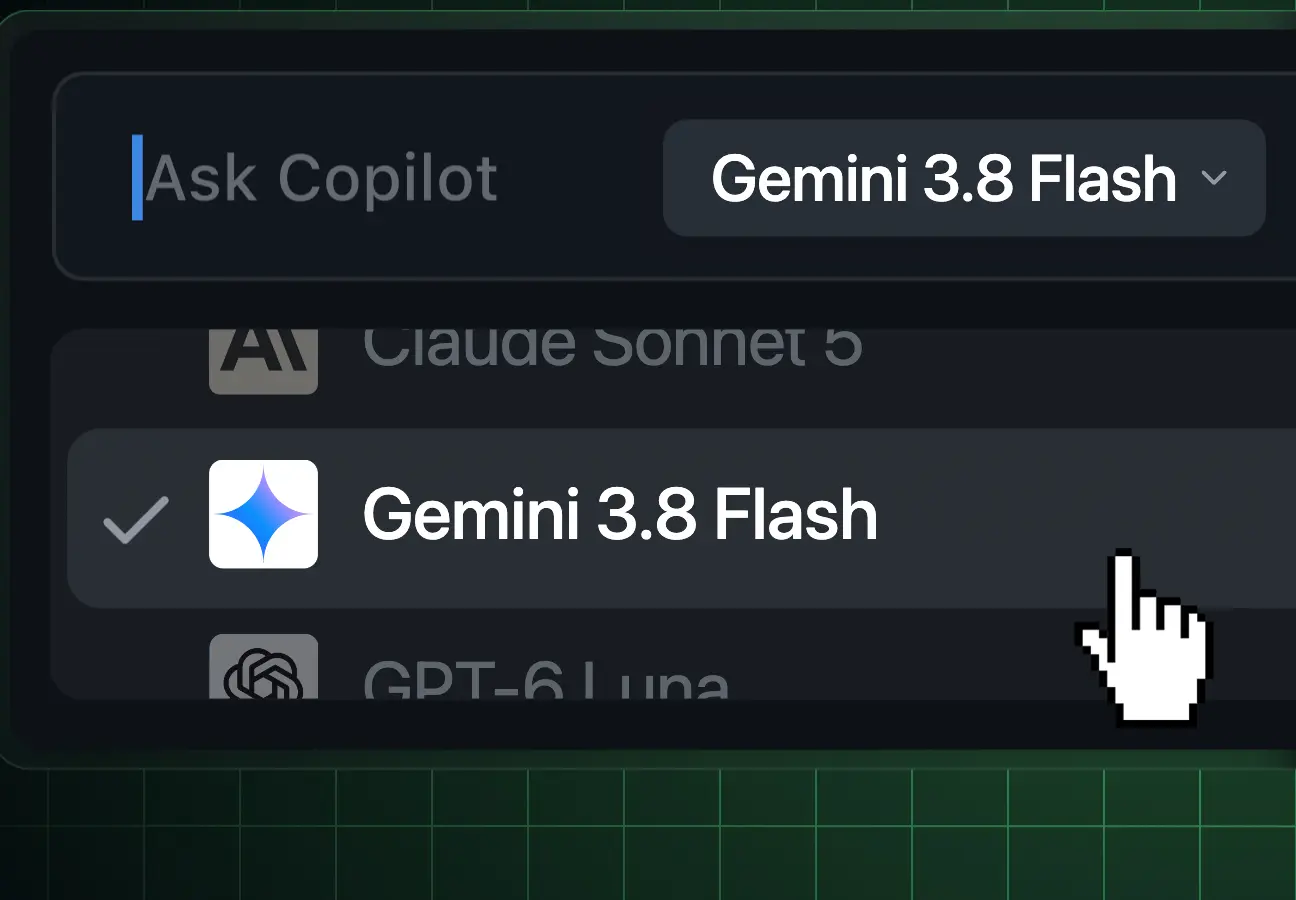 GitHub Copilotのモデル選択メニューで「Gemini 3.8 Flash」にチェックが入っている画面