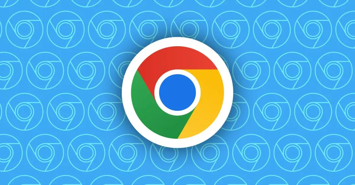 青い背景にChromeのロゴアイコンが並んだイラスト